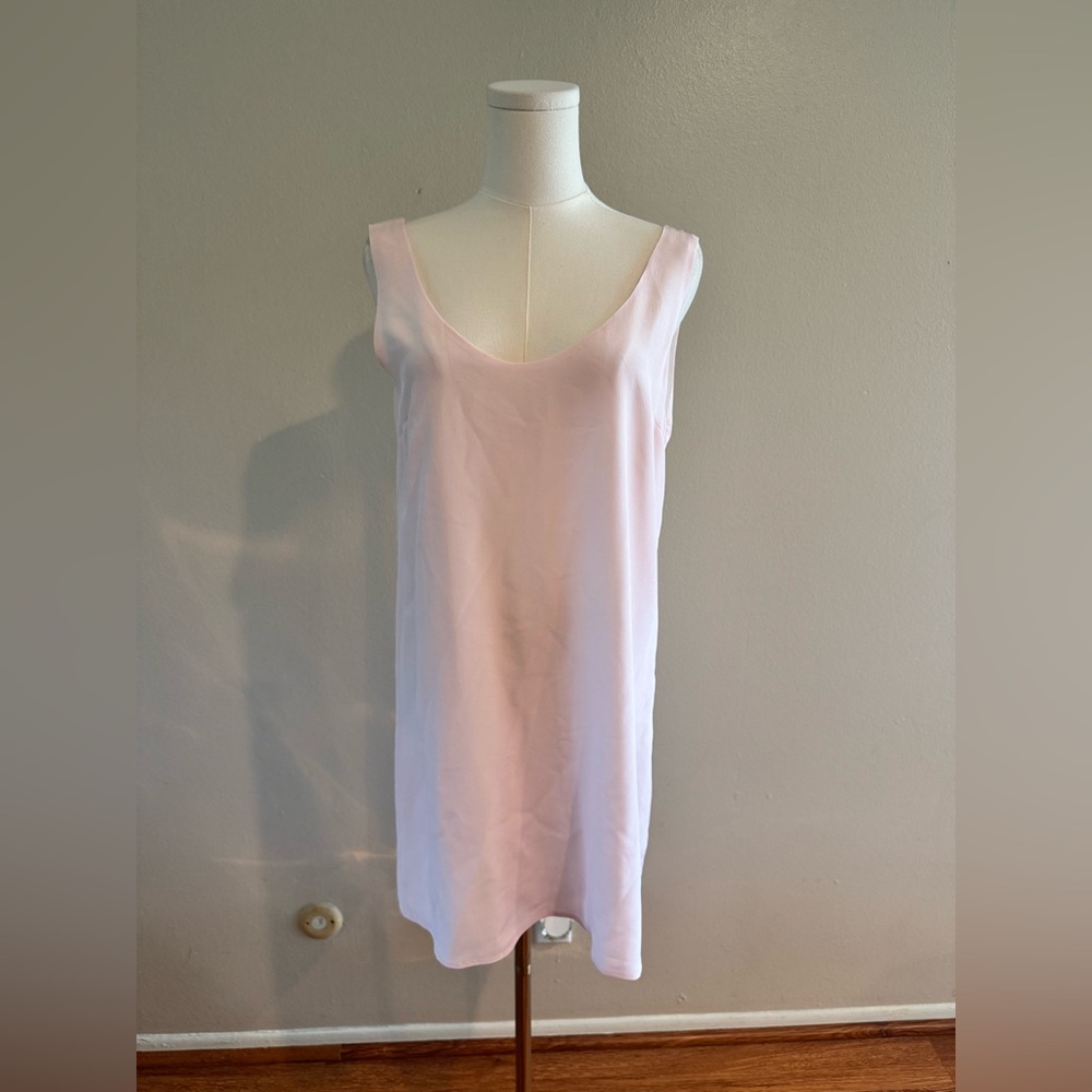 AILA BLUE Light Pink Scoop-Neck Slip Dress 100% Silk
